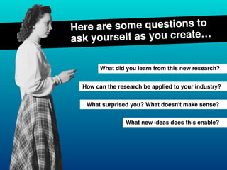 What did you learn from this new research?
Here are some questions to
ask yourself as you create…
What surprised you? What...