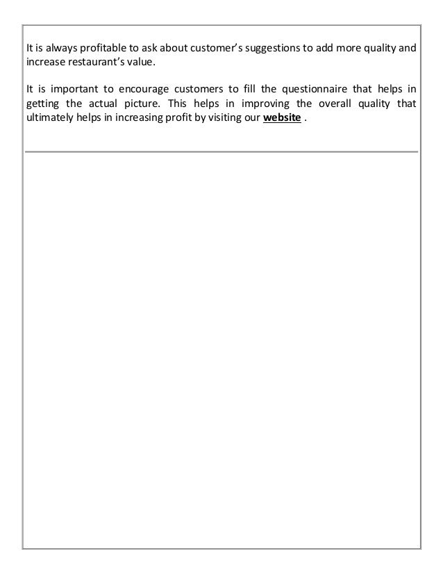 10 ways to immediately start selling restaurant survey questionnaire