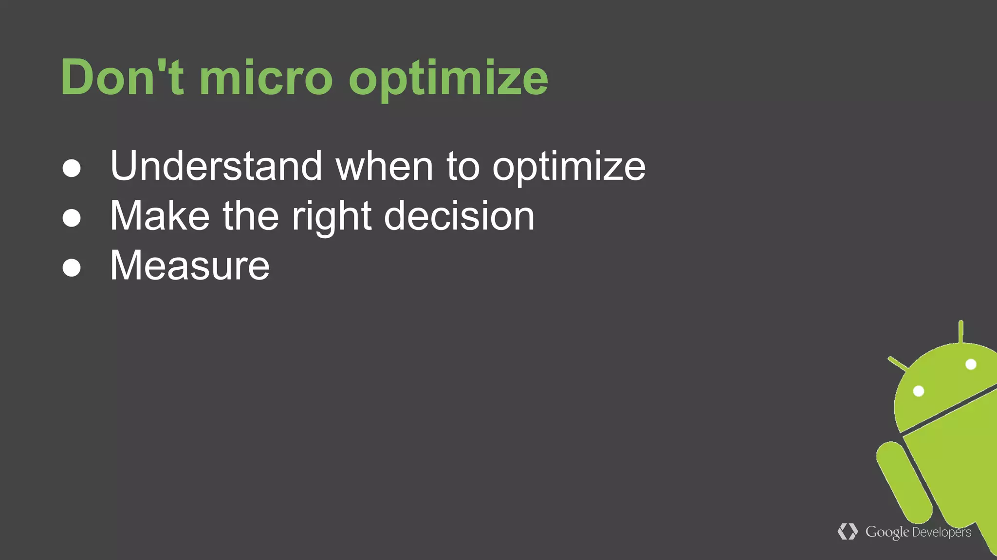 ● Solves your problem
● Plays nicely with your current dependencies
● Dex method count
● Dependencies
● Maintenance
● Runtime permissions
Pick 3rd party lib checklist
 