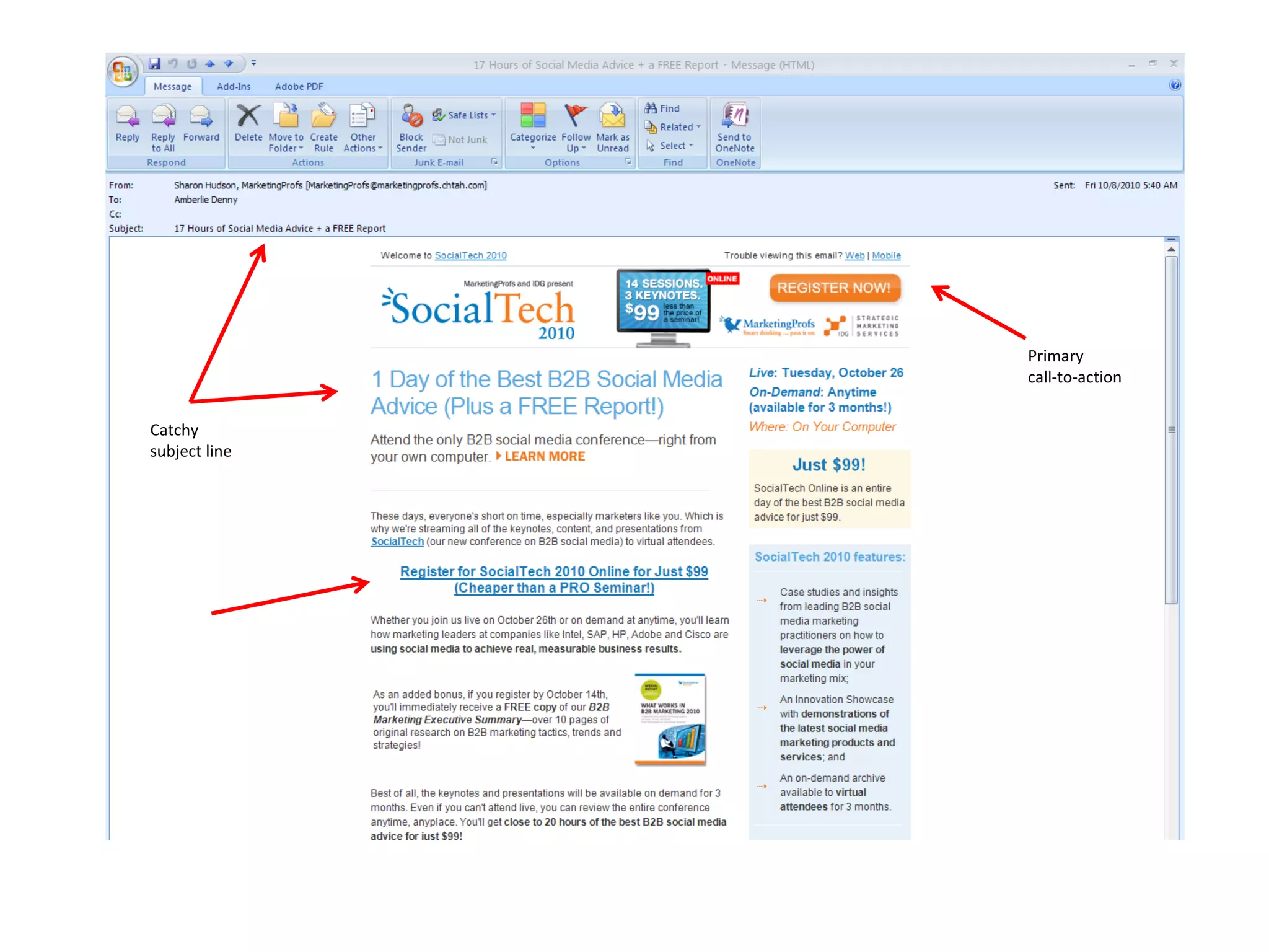Primary
               call-to-action


Catchy
subject line
 