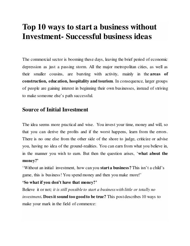 10 ways to start a business without investment