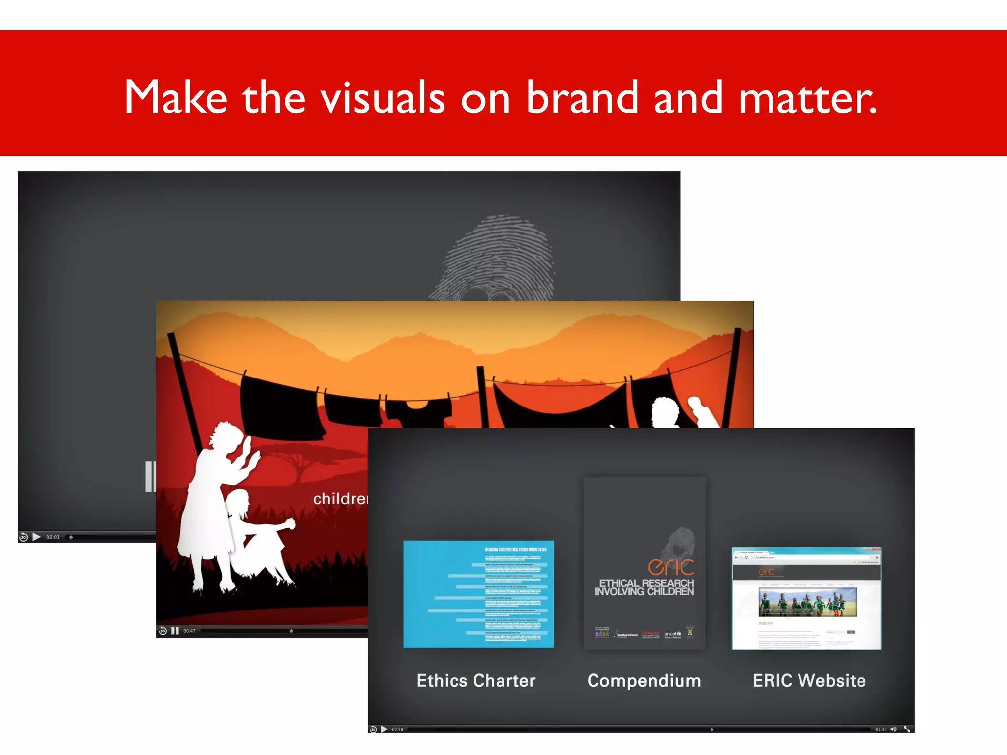 Make the visuals on brand and matter.

 