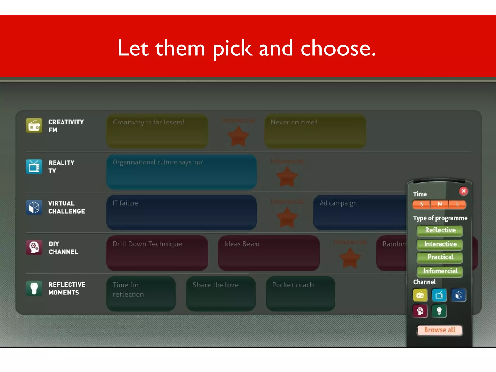 Let them pick and choose.

 