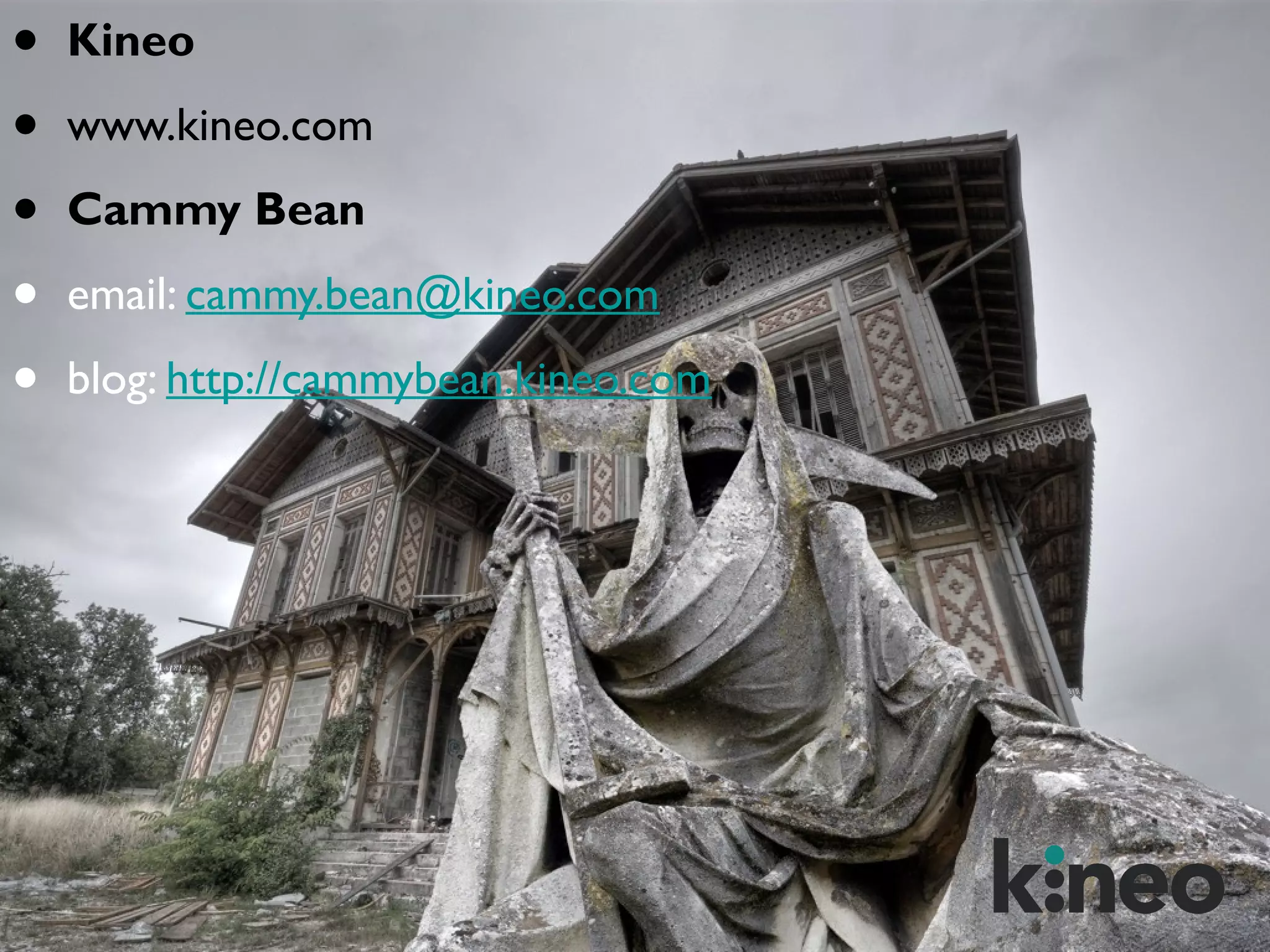 •
•
•
•
•

Kineo
www.kineo.com
Cammy Bean
email: cammy.bean@kineo.com
blog: http://cammybean.kineo.com

 