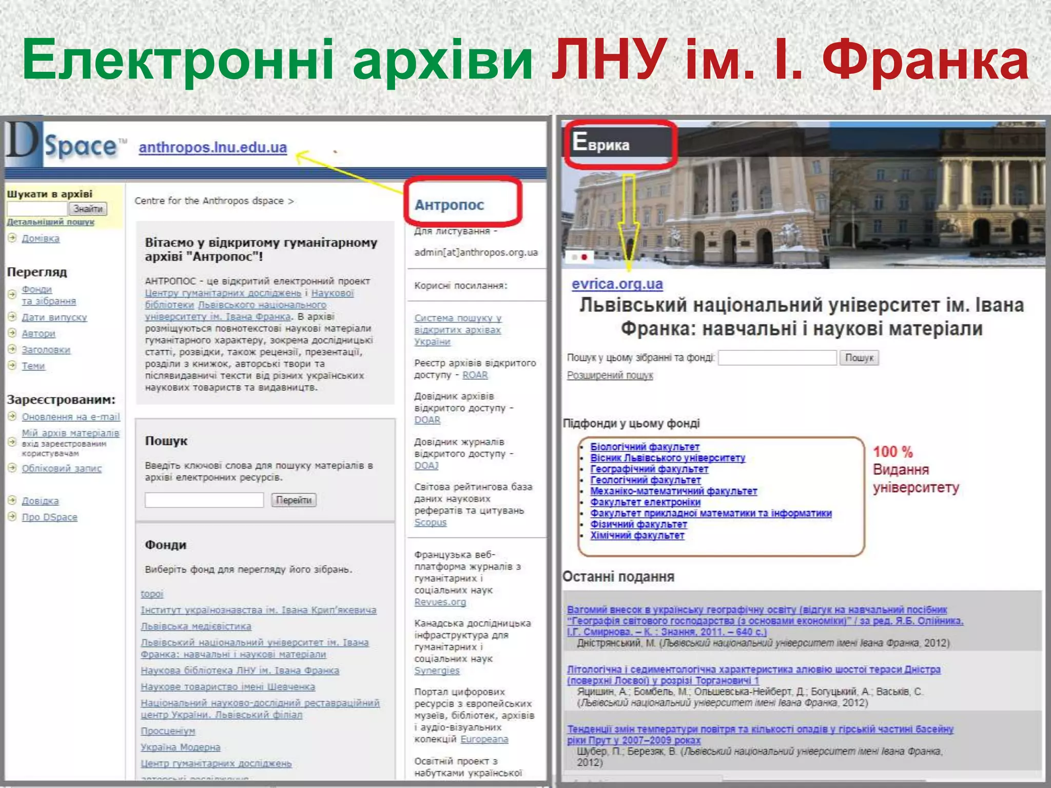 Електронні архіви ЛНУ ім. І. Франка
 