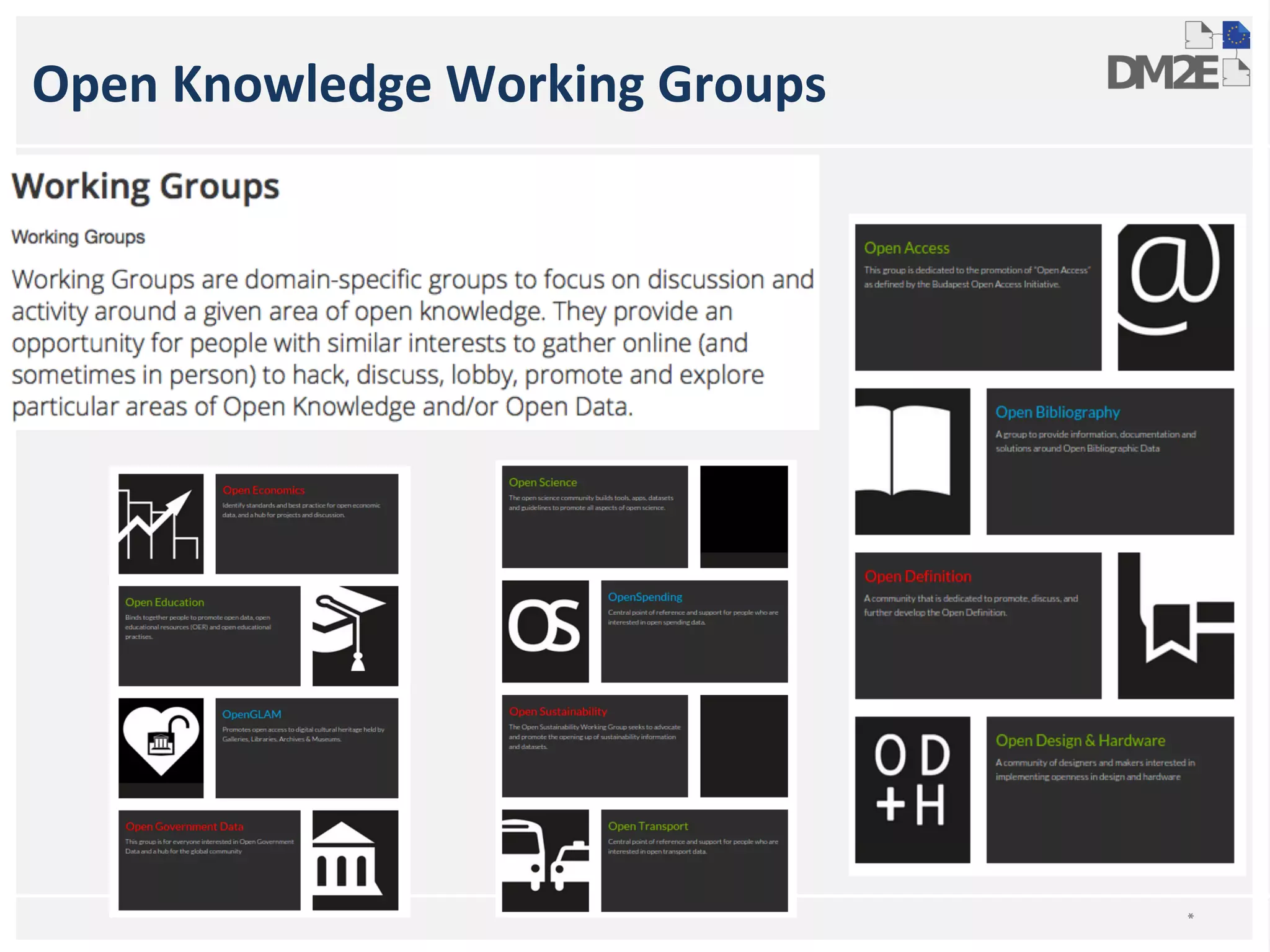 * 
Open Knowledge Working Groups 
 
