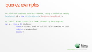 code first developmentDesign timeCreate object model: wines, varietals, vineyards, etc.