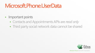 performance and best practiceskeep change sets smallSubmit early and often to avoid data loss on app terminationuse background threadsNon-trivial operations will impact app responsiveness if done on UI threadoptimize read-only queriesSet ObjectTrackingEnabled to minimize memory usageuse secondary indices for properties which you query often