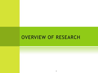 OVERVIEW OF RESEARCH




           2
 