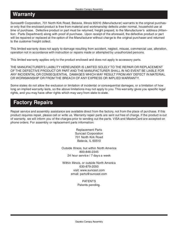 10 x 10 ft. gazebo assembly instruction