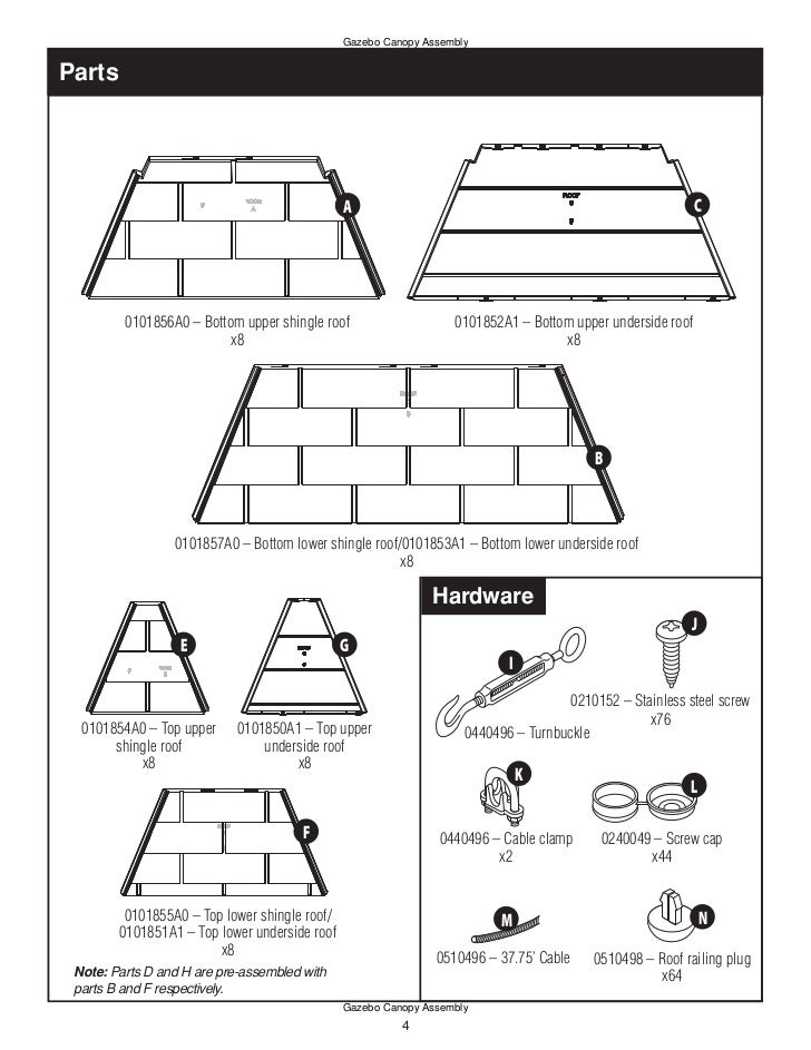 10 x 10 ft. gazebo assembly instruction
