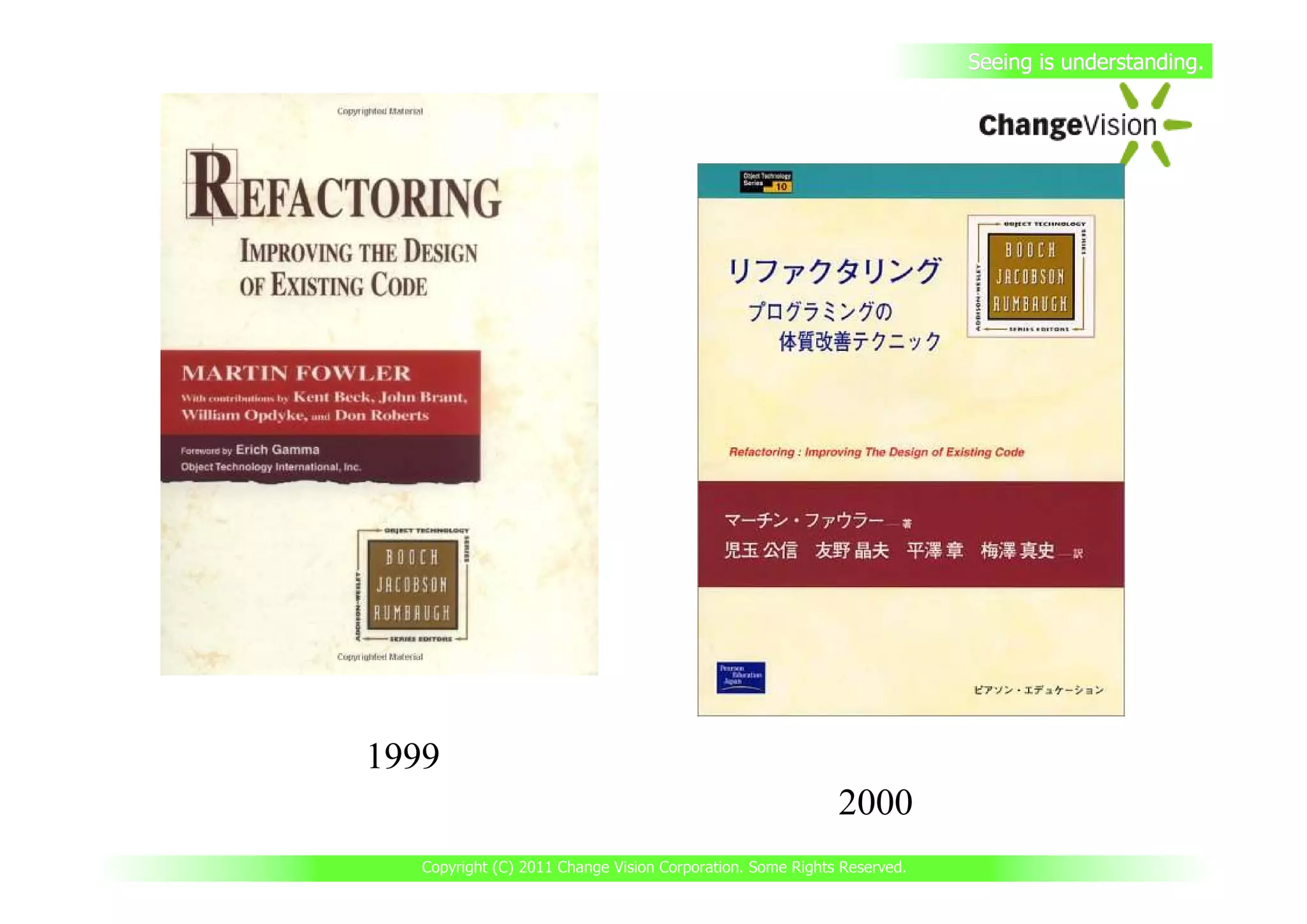 Seeing is understanding.




1999
                                                            2000
   Copyright (C) 2011 Change Vision Corporation. Some Rights Reserved.
 