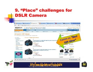 9. “Place” challenges for
DSLR Camera




                              s “Best
                   Ca non a as”
                       G ift ide




                                        32
 
