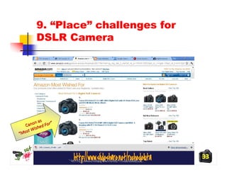 9. “Place” challenges for
        DSLR Camera




         as
   Ca non d For”
          e
   st Wish
“Mo




                                    33
 