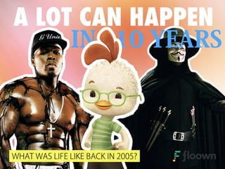 IN 10 YEARS
WHAT WAS LIFE LIKE BACK IN 2005?
A LOT CAN HAPPEN
 