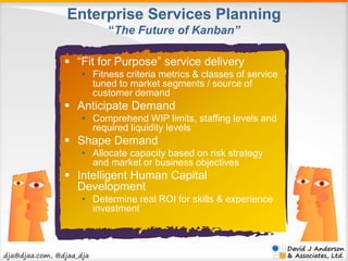 Enterprise Services Planning 
dja@djaa.com, @djaa_dja 
“The Future of Kanban” 
 “Fit for Purpose” service delivery 
• Fit...