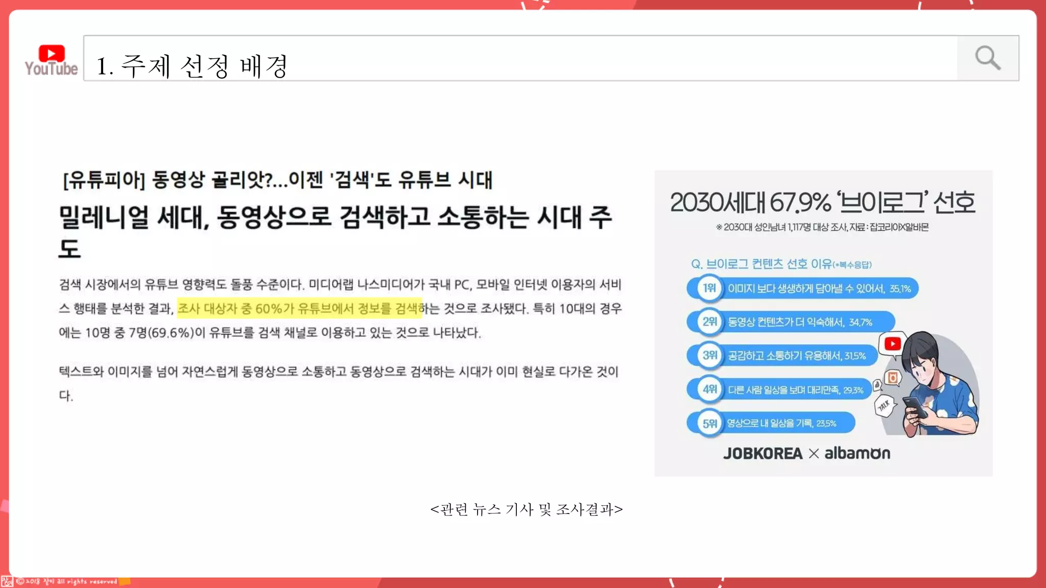 1. 주제 선정 배경
<관련 뉴스 기사 및 조사결과>
 