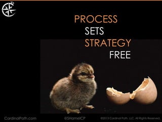 PROCESS
                         SETS
                         STRATEGY
                              FREE




CardinalPath.com   @SHamelCP   ©2013 Cardinal Path, LLC, All Rights Reserved.
 