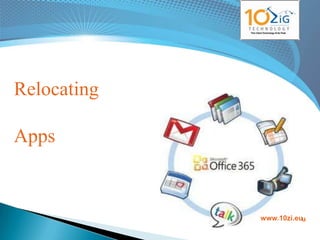 Relocating

Apps


             www.10zi.eu
             www.10zig.eu
 