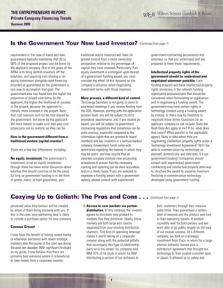 8
THE ENTREPRENEURS REPORT:
Private Company Financing Trends
Summer 2009
requirement in the case of loans and loan
guarant...