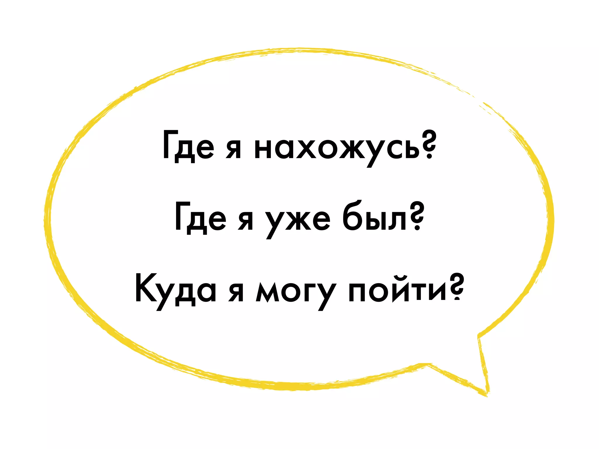 Где я нахожусь? 
Где я уже был? 
Куда я могу пойти? 
 