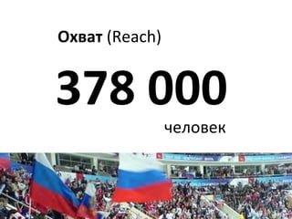 Охват   (Reach) 378  000 человек 