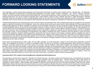 FORWARD LOOKING STATEMENTS 
This presentation contains forward-looking statements and forward-looking information as defined under Canadian and U.S. securities laws. All statements, other than statements of historical fact, are forward-looking statements. The words "expect", "believe", "anticipate", "will", "intend", "estimate", "forecast", "budget" and similar expressions identify forward-looking statements. Forward-looking statements include information as to strategy, plans or future financial or operating performance, such as the Company’s expansion plans, project timelines, production plans, projected cash flows or capital expenditures, expected production levels and our ability to meet or exceed guidance, levels of free cash flow, unit mining costs, expected mine life, cost estimates, projected exploration results, reserve and resource estimates and other statements that express management’s expectations or estimates of future performance. Forward-looking statements are necessarily based upon a number of factors and assumptions that, while considered reasonable by management, are inherently subject to significant uncertainties and contingencies. Known and unknown factors could cause actual results to differ materially from those projected in the forward-looking statements, including: uncertainty of production and cost estimates; fluctuations in the price of gold and foreign exchange rates; the uncertainty of replacing depleted reserves; the risk that the Young-Davidson shaft will not perform as planned; the risk that mining operations do not meet expectations; the risk that projects will not be developed accordingly to budgets or timelines, changes in laws in Canada, Mexico and other jurisdictions in which the Company may carry on business; risks of obtaining necessary licenses, permits or approvals for operations or projects such as Kemess; disputes over title to properties; the speculative nature of mineral exploration and development; risks related to aboriginal title claims; compliance risks with respect to current and future environmental regulations; disruptions affecting operations; opportunities that may be pursued by the Company; employee relations; availability and costs of mining inputs and labor; the ability to secure capital to execute business plans; volatility of the Company’s share price; continuation of the dividend and dividend reinvestment plan; the effect of future financings; litigation; risk of loss due to sabotage and civil disturbances; the values of assets and liabilities based on projected future cash flows; risks arising from derivative instruments or the absence of hedging; adequacy of internal control over financial reporting; changes in credit rating; and the impact of inflation. Actual results and developments are likely to differ, and may differ materially, from those expressed or implied by the forward-looking statements contained herein. Such statements are based on a number of assumptions which may prove to be incorrect, including assumptions about: business and economic conditions; commodity prices and the price of key inputs such as labour, fuel and electricity; credit market conditions and conditions in financial markets generally; revenue and cash flow estimates, production levels, development schedules and the associated costs; ability to procure equipment and supplies and on a timely basis; the timing of the receipt of permits and other approvals for projects and operations; the ability to attract and retain skilled employees and contractors for the operations; the accuracy of reserve and resource estimates; the impact of changes in currency exchange rates on costs and results; interest rates; taxation; and ongoing relations with employees and business partners. The Company disclaims any intention or obligation to update or revise any forward-looking statements whether as a result of new information, future events or otherwise, except as required by applicable law. Cautionary Note to U.S. Investors Concerning Measured, Indicated and Inferred Resources This presentation uses the terms "measured," "indicated" and "inferred” resources. We advise investors that while those terms are recognized and required by Canadian regulations, the United States Securities and Exchange Commission does not recognize them. “Inferred” resources” have a great amount of uncertainty as to their existence and as to their economic and legal feasibility. It cannot be assumed that all or any part of an inferred resource will ever be upgraded to a higher category. Under Canadian rules, estimates of inferred mineral resources may not form the basis of feasibility or other economic studies. United States investors are cautioned not to assume that all or any part of measured or indicated mineral resources will ever be converted into mineral reserves. United States investors are also cautioned not to assume that all or any part of an inferred mineral resource exists, or is economically or legally mineable. 
2  