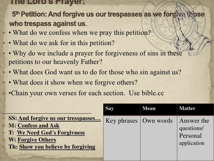 11.09.30 the lord's prayer 5th petitionand us our trespasses…