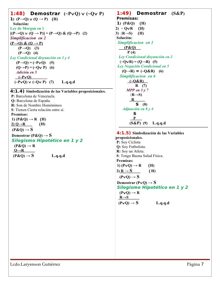 Clave De Correccion Leyes De Inferencia Y Equivalecia