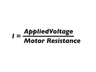 AppliedVoltage
I=
   Motor Resistance
 