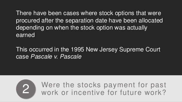 Division of stock options in divorce
