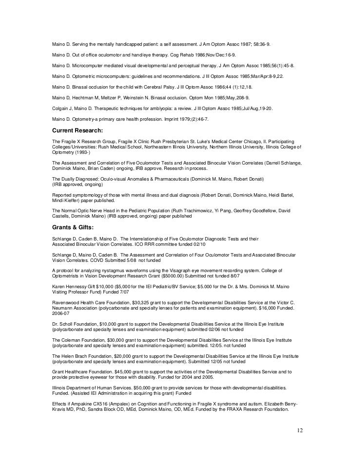 cv resume for dr dominick maino
