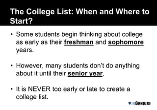 How To Create A College List | PPTX