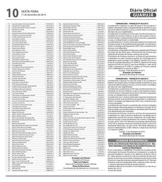 117 Iracy Dos Santos Lima Lanchonete Me 42769/2014
118 Ivaneide Alves Aragao Santos 43216/2014
119 Instituto De Analises Clinicas De Santos 30199/2014
120 Ilda Maria De Souza 14086/2013
121 Jair Dos Santos 42278/2014
122 Jaqueline Soares Da Silva Menezes Me 32399/2014
123 JDI Eletrica e Comercio Ltda Epp 32574/2015
124 Jeniffer Enilla Monteiro Da Cruz 38241/2014
125 Joao Batista Custodio 12240/2014
126 Joao Batista De Oliveira 42626/2014
127 Joao Carlos Botiao Pedro 4317/2015
128 Joao Roberto Batista Correia 14786/2015
129 Joni Rosa Dos Santos 39443/2014
130 Josefa Santos Oliveira 26926/2013
131 Jose Adriano Da Silva 23146/2013
132 Jose Claudiano Dos Santos 3394/2015
133 Jose Cardoso Da Silva 3223/2015
134 Jose Do Carmo Justo 19101/2014
135 Jose Luiz Dos Santos 15260/2015
136 Jose Rabello Cardozo Junior 6543/2015
137 Jose Soares de Oliveira Reformas Me 39697/2014
138 Jose Manoel Da Silva 11818/2015
139 Jose Maria Bento 4625/2012
140 Jose William Santos Do Nascimento 26261/2015
141 Josilene Marques De Almeida 19758/2014
142 Josiel Iris De Menezes 32913/2014
143 Juliana Galvao 8336/2015
144 Juliana Oliveira Romao 39087/2013
145 Julio Da Silva Neres 3552/2015
146 Jurandir Jeronimo Filho 1862/2015
147 Katia Maria Medeiros 9407/2011
148 Leny Santos Castro Da Silva 3807/2015
149 LGP Comercio De Roupas 9146/2015
150 Lindalva M.S De Carvalho Restaurante EP 25255/2014
151 Lourdes Cristina D Printes Santo 4840/2009
152 Luiz Alberto Dos Santos Siqueira 17614/2015
153 Luiz Carlos Alvim Coelho 28097/2014
154 Luiz Carlos Florindo 26539/2014
155 LM Construcao E Restauracao Ltda Me 31970/2014
156 Leandro De Lima Rodrigues 797/2015
157 Luan Antoni Carvalho 5916/2015
158 Lucia Francisceschini Tavares Da Silva 2944/2015
159 Luciano Luiz Da Silva 10609/2015
160 Luis Carlos Do Nascimento Junior 35244/2014
161 Luiz Bezerra De Carvalho 45270/2014
162 Luiz Felipe Da Silva Motta Filho 22889/2014
163 Luiz Henrique Prestes 942/2015
164 Magno Da Silva Luiz 35566/2014
165 Marcos Antonio Pereira Felix Me 3411/2015
166 Marcos Roberto Gomes 4161/2015
167 M Do Carmo Moraes Lanchonete ME 6133/2015
168 Marazul Distribuidora De Veiculos Ltda 33036/2014
169 Marcelo Gil 44609/2014
170 Marcelo Oliveira Rola 20611/2013
171 Maria Aparecida Dos Santos Armarinho Me 19819/2014
172 Maria Cristina Vieira De Andrade 45276/2014
173 Maria Da Conceicao Pereira Dos Santos 2176/2015
174 Maria Das Neves Silva 43274/2014
175 Maria De Fatima Melo De Vargas Doceria 24967/2013
176 Maria De Lourdes Dos Santos Cunha 19281/2015
177 Maria Da Penha Dos Santos Nunes 43535/2014
178 Mariana Camargo esejo 33162/2014
179 Maria Eliane Da Costa Limmer 9050/2015
180 Maria Lucia Melo Duarte 39572/2014
181 Maria Porto Pereira 30093/2014
182 Manuel Marques Costa 8850/2015
183 Marlene Vieira Dos Santos 21634/2015
184 Maua Estacionamento Ltda Epp 30837/2014
185 Max Schiefer Dos Santos 12145/2015
186 Michel Habib Chatas 16408/2015
187 M G Da Silva Bazar Me 15265/2013
188 M. Ilidia Lobao Do Nascimento – Me 14904/2015
189 Milton Jose De Carvalho 9486/2015
190 M.H..S Junior Transportes ME 26004/2014
191 MMC Comercial De Alimentos Ltda 35176/2014
192 M. Novelli Me 2724/2014
193 Mobex Brasil Ltda Epp 42023/2014
194 MPJ S.P.E Ltda 34809/2014
195 Navalbras Estaleiros Naval 24086/2014
196 Neuza Estevao De Amorim 44634/2014
197 Nilo Ricardo Apolinario Filho 18627/2014
198 Nilton Militao Da Silva 22947/2014
199 Nilva Da Silva Andrade 10501/2011
200 Noemia Peres Alt 2710/2015
201 Nurture Recurson Humanos 19019/2014
202 Oficina Da Ale- Educacao Infantil 14431/2011
203 Orlando De Oliveira Campos 12948/2015
204 Orlando Manoel Dos Santos Neto 34383/2014
205 Oseas Hospedaria Ltda Me 36993/2014
206 Osvaldo Wladimir P.J Aravenahidalgo 25729/2014
207 Pacini & Associados Consultoria E Engenharia 9048/2015
208 Paulo Augusto De Marques Mendes 41411/2014
209 Pedro Borges Passos 42635/2014
210 Paulo De Falco Epifani 2592/2015
211 Paulo Helio Ramao De Lima 9246/2014
212 Paulo Kahol Soejima 43778/2014
213 Pedro Aurelio Pamplona Junior 22027/2013
214 Peterson Dos Santos Trigueiro 36710/2014
215 P.G Prestadora De Servicos Ferroviarios 24146/2014
216 Raimundo Dos Santos 44710/2014
217 R. Da Costa Oliveira Me 38119/2014
218 Rafaela Pereira De Araujo 11580/2015
219 Rafael Da Silva Santos 35666/2014
220 Rafael Mattos De Araujo Bezerra 37457/2014
221 Reginaldo Jose Dos Santos 43353/2014
222 Renan Correa Albuquerque 14359/2015
223 Renato Santana De Farias 36001/2013
224 Restaurante e Choperia Ilha Grill Ltda Me 34445/2014
225 Restaurante e Pizzaria Godoi Ltda 41919/2014
226 Restaurante e Pizzaria Soares Ltda Me 25096/2014
227 Rinaldo Rinaldi Confeccoes ME 36286/2014
228 R.M Carrico Ferreira Me 43756/2014
229 Roberto Rodrigues Guimaraes 37813/2014
230 Romao Ferreira Rodrigues Neto 35750/2014
231 Rosa Maria Fernandes Castro 777/2015
232 Rosana Da Silva 2829/2014
233 Safe Wave Com. Equipamentos Nauticos Ltda 4225/2015
234 Samuel Macedo Dos Santos 3356/2015
235 S. Clemente Da Silva Mercado 7148/2015
236 Sebastiana Marques Leite 28782/2014
237 Sebo Games Inf & Assist Tecnica Ltda 36398/2014
238 Selma Santos Dos Santos 21558/2014
239 S.E Loureiro De Mello – Me 44596/2014
240 Sergio Luiz Da Silva 44830/2014
241 Seviá Guaruja Especializados e V.P 45172/2014
242 Simone Sores 2749/2015
243 Simone Herculano Da Silva Guaruja – Me 35529/2014
244 Sigeberto Soares Da Costa 43845/2014
245 S.M.B Rocha Me 38809/2014
246 Sintacc–Sist Interm de Transp Aut de Carga em Coop 23213/2014
247 Solange Silva De Andrade 3224/2015
248 Suzeth Santos Da Silva 6104/2015
249 Tecnologia Bancaria S/A 42689/2014
250 Tecnologia Bancaria S/A 42690/2014
251 Tintas Unisul Comercio De Tintas Ltda 33535/2014
252 T.T.M Domingues Vestuario Ltda Me 32242/2014
253 Ubajara Dos Sabnos Farias 45481/2013
254 Ubirajara Da Silva 43786/2014
255 Valdecy Monteiro Prado 8011/2015
256 Valdomiro Costa De Souza 3367/2015
257 Valquiria Da Silva Antonio Ramos ME 34966/2014
258 Viviane Ferreira Da Fonseca 44949/2014
259 Vitor Leon Silva De Souza 12325/2013
260 Xenia Mingotti Mozzaquatro 11824/2015
261 Wagner Nunes De Moraes 4512/2015
262 Waldir Vieira 39180/2014
263 Web Impact Informatica Ltda ME 17040/2015
264 Wei Chuan Jui Lan 1126/2015
265 Wellington Alves Casanova 12640/2015
266 Wilton da Silva Cardoso 32035/2014
Armando Luiz Palmieri
Secretário de Finanças
Fabio Luiz Tedesco
Diretor de Fiscalização Tributos e Rendas
Álano da Silva Souza
Coordenador de Atendimento ao Contribuinte
COMUNICADO – FINANÇAS Nº 055/2015
Considerando o disposto no caput do artigo 5º da Lei Federal nº
8.666/93 que dispõe sobre a obrigatoriedade de obediência, para
cada fonte diferenciada de recursos, a estrita ordem cronológica
das datas de suas exigibilidades;
Considerando o acatamento ao Princípio Constitucional da Con-
tinuidade nos Serviços Públicos no que se diz respeito ao forne-
cimento de bens e prestação de serviços essenciais a população,
ou seja, os indispensáveis a coletividade;
Considerando que o motivo trazido pela respectiva Secretaria de
Finanças reveste-se de justificativa para proceder-se a alteração a
Ordem Cronológica de Pagamentos (OCP), face à relevância dos
insumos a ser adquiridos;
Considerando os Mandados de Segurança expedido peloTribunal
de Justiça de São Paulo para o fornecimento de insumos para
utilização de bombas de infusão continua de insulina;
A Secretaria de Finanças comunica, na forma do que preceitua
a legislação em vigor, autoriza a quebra de cronologia para o
pagamento contra entrega à C.B.S Médico Cientifica S/A, no va-
lor de R$ 2.629,68 referente ao PC 4390/15, relativo ao Processo
Judicial 6276-09.2013.8.0223, nota fiscal 584566 e o valor de R$
2.588,15 referente ao PC 4387/15, relativo ao Processo Judicial
223.01.2008.008432-6, nota fiscal 584511.
Guarujá, 10 de dezembro de 2015.
Armando Luís Palmieri
Secretário Municipal de Finanças
COMUNICADO – FINANÇAS Nº 056/2015
Considerando o disposto no caput do artigo 5º da Lei Federal nº
8.666/93 que dispõe sobre a obrigatoriedade de obediência, para
cada fonte diferenciada de recursos, a estrita ordem cronológica
das datas de suas exigibilidades;
Considerando o acatamento ao Princípio Constitucional da Con-
tinuidade nos Serviços Públicos no que se diz respeito ao forne-
cimento de bens e prestação de serviços essenciais a população,
ou seja, os indispensáveis a coletividade;
Considerando que o motivo trazido pela respectiva Secretaria de
Finanças reveste-se de justificativa para proceder-se a alteração a
Ordem Cronológica de Pagamentos (OCP), face à relevância dos
serviços prestados;
Considerando que haverá a suspensão dos serviços realizados
pelas empresas destacada abaixo, em relevância ao artigo 78º XV
da lei já citada, com grande prejuízo as atividades administrativas
e de atendimentos aos munícipes;
A Secretaria de Finanças comunica, na forma do que preceitua
a legislação em vigor, autoriza a quebra de cronologia para o
pagamento através dos recursos específicos do Fundo Muni-
cipal de Transito à Empresa Brasileira de Correios e Telégrafos,
no valor de R$ 10.615,33 referente ao processo administrativo
31057/2015, relativas a respectiva nota fiscal 533541 e à Arco-Íris
Sinalização Viária Ltda., no valor de R$ 106.230,49 referente ao
processo administrativo 22306, relativas a respectiva nota fiscal
1310 (parcial- FINAL).
Guarujá, 10 de dezembro de 2015.
Armando Luís Palmieri
Secretário Municipal de Finanças
GUARUJÁ PREVIDÊNCIA
EDITAL DE CONVOCAÇÃO PARA REALIZAÇÃO DA 35ª. REU-
NIÃO ORDINÁRIA DO CONSELHO DE ADMINISTRAÇÃO DO
GUARUJÁ PREVIDÊNCIA
Ficam convocados os MEMBROS TITULARES do Conselho de Ad-
ministração do Guarujá Previdência á comparecer na sede do
Guarujá Previdência, situado na Av. Adhemar de Barros 230, cj
03 - Santo Antonio, no dia vinte e três de novembro de dois mil e
quinze, às oito horas em primeira chamada e às oito horas e trinta
minutos em segunda chamada, para participarem da 35ª. Reunião
Ordinária, onde será deliberada sobre a seguinte ordem do dia:
1- Leitura e aprovação da Ata da reunião anterior;
2-Relatório Mensal do Conselho Fiscal (referente ao mês de se-
tembro de 2.015);
3-Assuntos Gerais.
SEXTA-FEIRA
11 de dezembro de 2015
10 GUARUJÁ
Diário Oficial
 
