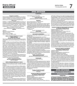 GABINETE
ATOS OFICIAIS
Portaria N.º 1412/2015.-
MARIA ANTONIETA DE BRITO, PREFEITA MUNICIPAL DE GUARUJÁ,
usando das atribuições que lhe são conferidas pela Lei Comple-
mentar n.º 135/2012 e suas posteriores alterações, e de acordo
com os incisos I e II do artigo 37 da Constituição Federal;
R E S O L V E :
NOMEAR o Sr. DOMINGOS ANTÔNIO BARBOSA DA SILVA, sob
prontuário n.º 21.093, para exercer o cargo de provimento efetivo
deAGENTEDESERVIÇOSDEALIMENTAÇÃO,aprovadaeclassificada
em 214.º no Concurso Público n.º 001/2011 – SEDUC, conforme
processo administrativo n.º 15.858/2012, de acordo com a Lei
Complementar n.º 135, de 04 de abril de 2012, e alterações.
Registre-se, publique-se e dê-se ciência.
Prefeitura Municipal de Guarujá, 10 de dezembro de 2015.
PREFEITA
“ADM”/icc
Registrada no Livro Competente
“GAB”, em 10.12.2015
Isabel Cristina F. de Campos
Pront. n.º 9.509, que a digitei e assino
EDITAL DE PREGÃO PRESENCIAL Nº 62/2015
Registro de Preços
REPUBLICADO SEM ALTERAÇÃO
Objeto: Registro de preço para aquisição de Órteses, para atender
a demanda do Fundo Social de Solidariedade do Município de
Guarujá.
O Edital na íntegra e seus anexos poderão ser obtidos gratuita-
mente no site www.guaruja.sp.gov.br, através do link “Serviços
Online”; "Sistema de Licitações”, ou pessoalmente, na Diretoria
de Compras e Licitações (mediante o recolhimento de R$ 25,00
referentes aos custos de reprodução) sito na Av. Santos Dumont,
800, 1º andar – Santo Antônio - Guarujá – SP, no período de 15 de
dezembro de 2015 até o dia 28 de dezembro de 2015. O pagamen-
todeveráserefetivadonaAgênciaBancáriasituadadentrodoPaço
Municipal Raphael Vitiello. Os demais atos que necessitarem de
publicidadeserãopublicadosoficialmenteapenasnoDiárioOficial
do Município, nos termos da Lei Federal nº 8.666/1993, artigo 6º,
inciso XIII e Lei Municipal nº 2.812/2001, e disponibilizados, em
caráter informativo, no site do Município.
Os Envelopes nº 1 e 2 e a declaração de pleno atendimento aos
requisitos de habilitação serão recebidos na Diretoria de Compras
e Licitações no dia 29 de dezembro de 2015 até às 09h30m,
quando se dará a abertura da sessão pública.
Guarujá, 10 de dezembro de 2015.
ANA PAULA RODRIGUES METROPOLO
CHEFE DE GABINETE
EDITAL DE PREGÃO PRESENCIAL Nº 78/2015
Objeto: Aquisição de Equipamentos para montagem de Estúdio
de Áudio na Usina Hip Hop para atender a Secretaria Municipal
de Cultura.
O Edital na íntegra e seus anexos poderão ser obtidos gratuita-
mente no site www.guaruja.sp.gov.br, através do link “Serviços
Online”; "Sistema de Licitações”, ou pessoalmente, na Diretoria
de Compras e Licitações (mediante o recolhimento de R$ 25,00
referentes aos custos de reprodução) sito na Av. Santos Dumont,
800, 1º andar – Santo Antônio - Guarujá – SP, no período de 15 de
dezembro de 2015 até o dia 28 de dezembro de 2015. O paga-
mento deverá ser efetivado na Agência Bancária situada dentro do
Paço Municipal RaphaelVitiello. Os demais atos que necessitarem
de publicidade serão publicados oficialmente apenas no Diário
Oficial do Município, nos termos da Lei Federal nº 8.666/1993,
artigo 6º, inciso XIII; Lei Federal 10.520/02, artigo 4º, inciso V e
Lei Municipal nº 2.812/2001.
Os Envelopes nº 1 e 2 e a declaração de pleno atendimento aos
requisitosdehabilitaçãoserãorecebidosnaDiretoriadeComprase
Licitações no dia 29 de dezembro de 2015 até às 09h30m, quando
se dará a abertura da sessão pública.
Guarujá, 10 de dezembro de 2015.
ODAIR DIAS FILHO
SECRETÁRIO MUNICIPAL INTERINO DE CULTURA
DESPACHO
Processo Administrativo n.º: 44331/942/2014
Edital de Pregão Presencial n.º 69/2015
Objeto: Registro de Preços para aquisição de materiais médicos
hospitalares para atender a Rede Municipal de Saúde - Bloco 1.
I – Em análise à impugnação interposta pela empresa MEDIMPORT
COMERCIO DE PRODUTOS HOSPITALARES LTDA EPP, decido pelo
INDEFERIMENTO INTEGRAL da mesma, conforme manifestação
constante nos autos.
II – Publique-se.
Guarujá, 10 de Dezembro de 2015
RUI DE PAIVA
SECRETÁRIO MUNICIPAL INTERINO DE SAÚDE
APLICAÇÃO DE ADVERTÊNCIA
CONTRATADA: TRANSLITORAL TRANSPORTES TURISMO E PARTI-
CIPAÇÕES LTDA
CONTRATANTE: PREFEITURA MUNICIPAL DE GUARUJA
Ref.: CONTRATO ADMINISTRATIVO Nº 91/2015 – com objeto de:
SERVIÇOS DETRANSPORTE COLETIVO URBANO DE PASSAGEIROS,
POR ÔNIBUS, NO MUNICÍPIO DE GUARUJÁ, INCLUINDO OS SERVI-
ÇOS DE LIMPEZA, CONSERVAÇÃO, MANUTENÇÃO E OPERAÇÃO
DOS TERMINAIS DE ÔNIBUS, PONTOS DE PARADA E ABRIGO DE
PASSAGEIROS.
Considerando as manifestações da Secretaria Municipal de Defesa
e Convivência Social, e determinação do Secretário Municipal de
Defesa e Convivência Social exaradas no Processo Administrativo
nº 17332/37795/2015, em razão de não manter, durante a vigência
contratual, as obrigações assumidas exigidas por ocasião da con-
tratação e por descumprimento de Cláusulas Contratuais durante
a vigência do contrato Administrativo nº 91/2015.
Fica portanto aplicada a penalidade de ADVERTÊNCIA, com base
na Lei Federal nº 8666/93, Artigo 87, inciso I, tendo em vista que a
CONTRATADA também não apresentou recurso conforme previsto
no artigo 109, da Lei Federal nº 8666/93.
Guarujá, 10 de dezembro de 2015.
RENATA MARTINS DE SOUZA
DIRETORA DE ACOMPANHAMENTOS DE CONTRATOS
CONVOCAÇÃO
Processo Administrativo nº 40778/942/2014
Pregão Presencial nº 71/2015
Objeto: Registro de Preços para aquisição de insumos e materiais
médicohospitalaresparaatenderoMunicípiodeGuarujá–Bloco9.
I – Nos termos do item 4.2 do Edital, ficam as licitantes declaradas
vencedoras CONVOCADAS a apresentarem as amostras exigidas
no Pregão em tela, no Almoxarifado da Saúde, sito à Rua Mario
Dayge nº 1250, Jardim Boa Esperança, Guarujá/SP; em horário de
expediente, no prazo máximo de 03 (três) dias úteis contados a
partir da presente publicação.
II – Publique-se.
Guarujá, 10 de Dezembro de 2015
LUCIANE JATOBÁ DOS SANTOS
PREGOEIRA
EXTRATO DE TERMO DE ADITAMENTO
DE CONTRATO ADMINISTRATIVO
CONTRATO ADMINISTRATIVO N°. 06/2013 TA 03
PREGÃO N.º 93/2012
PROCESSO ADMINISTRATIVO Nº 23694/942/2012
CONTRATANTE: MUNICIPIO DE GUARUJÁ
CONTRATADA: DIOGENES GOMES JUNIOR ME
OBJETO: Locação de grupos e geradores de energia, conforme es-
pecificações contidas no anexo I edital. Fica alterada a razão social
da contratada para DIPREL LOCAÇÃO DE EQUIPAMENTOS PEÇAS
E SERVIÇOS EIRELLI, conforme ato constitutivo por transformação
realizada em 15/07/2015, registrada na JUCESP 0727.832/15-3,
conforme documentos e parecer jurídico anexado ao processo
administrativo nº 25600/203395/2015
Permanecememplenovigortodasascláusulasecondiçõesajusta-
das no Contrato Administrativo nº 06/2013, e seus aditivos assina-
dos entre as partes, com a modificação ora justificada, ficando este
Termo de aditamento como parte integrante do contrato original
para todos os efeitos de direito. Data da Assinatura: 03/11/2015.
EXTRATO DE TERMO DE CONSOLIDAÇÃO E ADITAMENTO
DE CONTRATO ADMINISTRATIVO
CONTRATO ADMINISTRATIVO N°. 229/2014 T.A.03
TOMADA DE PREÇOS Nº 11/2014
PROCESSO ADMINISTRATIVO Nº. 16755/125987/2014
CONTRATANTE: MUNICIPIO DE GUARUJÁ
CONTRATADA: ENGELUZ ILUMINAÇÃO E ELETRICIDADE LTDA
OBJETO: Serviços de iluminação na Av. Puglisi. Resolvem as partes
consolidar a planilha final de serviços executados como planilha
final doTermo de Referencia e aditar o valor em R$ 2.985,20 (dois
mil, novecentos e oitenta e cinco reais e vinte centavos), conforme
justificativas e parecer jurídico constantes no processo adminis-
trativo nº 39078/133588/2014, nos termos do que dispõem o
artigo 65, I a-b, da Lei Federal nº 8666/93, as despesas correrão
por conta da dotação orçamentária nº: 25.01.15.451.2001.1.016
.4.4.90.51.00 (3936)
Os serviços ora aditados e consolidados serão diretamente acom-
panhados e fiscalizados, em todas as fases, pela Secretaria Muni-
cipal de Infraestrutura e Obras, que zelará pelo fiel cumprimento
das obrigações assumidas pela Contratada, nos termos do art.
67, da Lei Federal nº 8666/93; Data da Assinatura: 06/11/2015.
EXTRATO DE TERMO DE ADITAMENTO
DE CONTRATO ADMINISTRATIVO
CONTRATO ADMINISTRATIVO N°. 287/2014 TA 01
PREGÃO N.º 90/2014
PROCESSO ADMINISTRATIVO Nº 263339/942/2014
CONTRATANTE: MUNICIPIO DE GUARUJÁ
CONTRATADA: DIOGENES GOMES JUNIOR ME
OBJETO: Contratação de empresa especializada para manutenção
preventiva e corretiva nos compressores de inaloterapia da rede
municipal de saúde. Fica alterada a razão social da contratada
para DIPREL LOCAÇÃO DE EQUIPAMENTOS PEÇAS E SERVIÇOS
EIRELLI, conforme ato constitutivo por transformação realizada
em 15/07/2015, registrada na JUCESP 0727.832/15-3, conforme
documentoseparecerjurídicoanexadoaoprocessoadministrativo
nº 25600/203395/2015
Permanecem em pleno vigor todas as cláusulas e condições ajus-
tadas no Contrato Administrativo nº 287/2014, e seus aditivos
assinados entre as partes, com a modificação ora justificada,
ficando este Termo de aditamento como parte integrante do
contrato original para todos os efeitos de direito. Data da Assi-
natura: 03/11/2015.
SECRETARIAS MUNICIPAIS
ATOS OFICIAIS
ADMINISTRAÇÃO
COMUNICADO
A Diretoria de Gestão de Pessoas comunica aos SERVIDORES
DO QUADRO DE EMPREGO PERMANENTE DA CLT QUE SE
ENCONTRAM APOSENTADOS POR INVALIDEZ JUNTO AO RE-
GIME GERAL DA PREVIDÊNCIA SOCIAL, AOS PENSIONISTAS
DA CAMARA MUNICIPAL DE GUARUJÁ QUE RECEBEM SUA
SEXTA-FEIRA
11 de dezembro de 2015
7GUARUJÁ
Diário Oficial
 