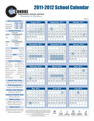 Conroe Independent School District - Cisd School Calendar