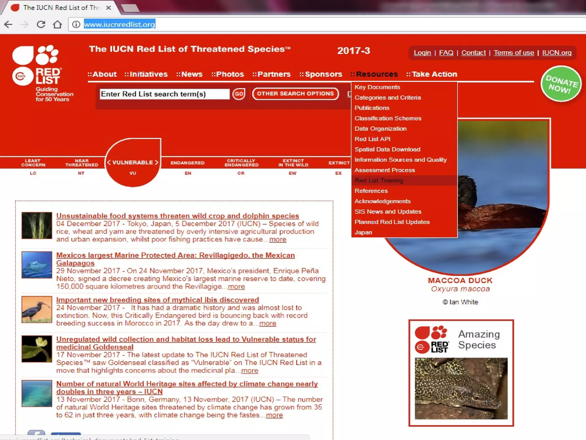 Endemism and IUCN red list categories