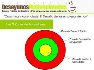 Las 3 Zonas de Aprendizaje
Zona de Temor ó Pánico
Zona de Superación
ó Expansión
Zona de Confort ó
Comodidad
 