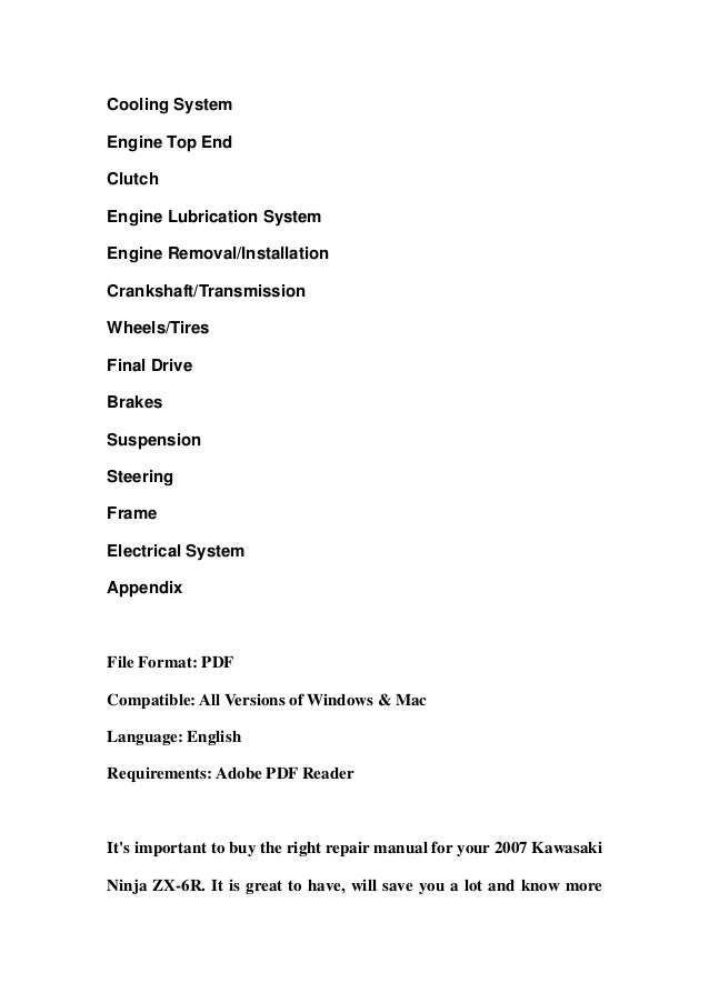 2007 Kawasaki Ninja ZX-6R Service Repair Manual DOWNLOAD