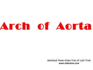 Arch of Aorta
download these slides free of cost from
www.slideshare.com
 