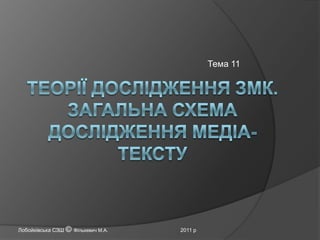 Тема 11

Лобойківська СЗШ © Фількевич М.А.

2011 р

 