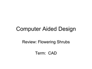 Computer Aided Design Review: Flowering Shrubs Term:  CAD 