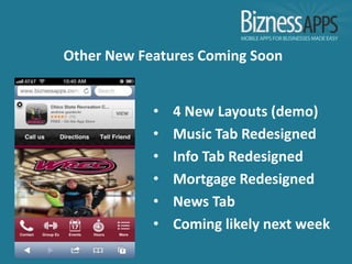 Other New Features Coming Soon


            •   4 New Layouts (demo)
            •   Music Tab Redesigned
            •   Info Tab Redesigned
            •   Mortgage Redesigned
            •   News Tab
            •   Coming likely next week
 