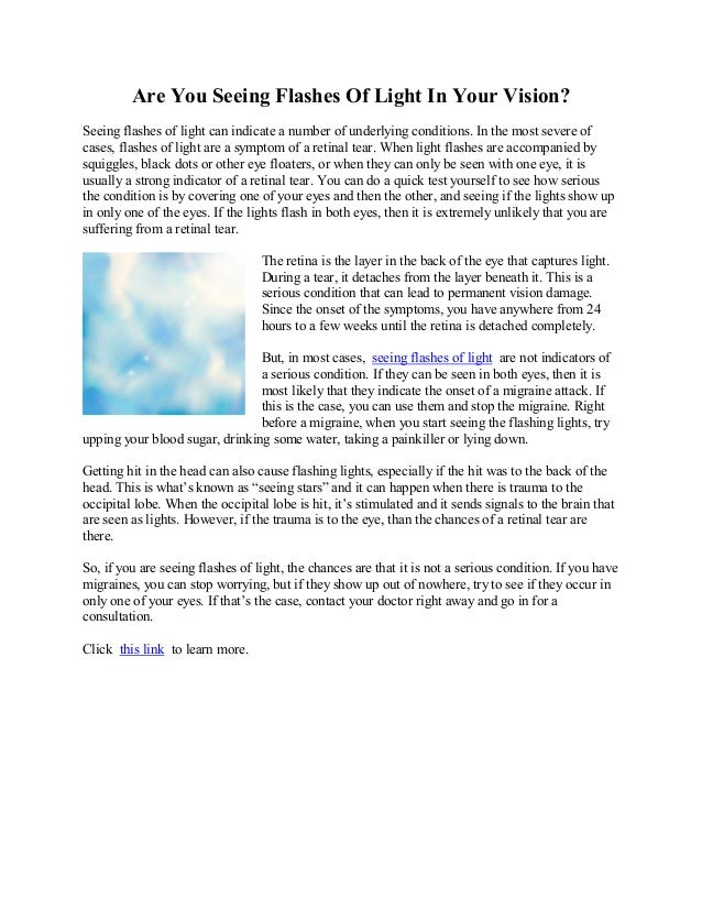 Are You Seeing Flashes Of Light In Your Vision?