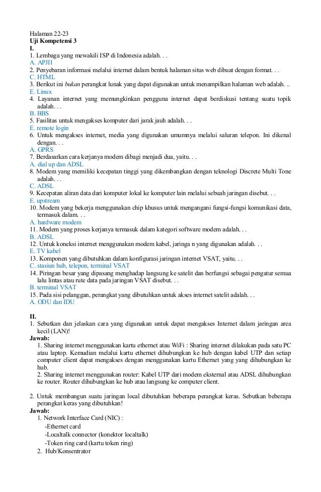 Soal Essay Tik Kelas 9