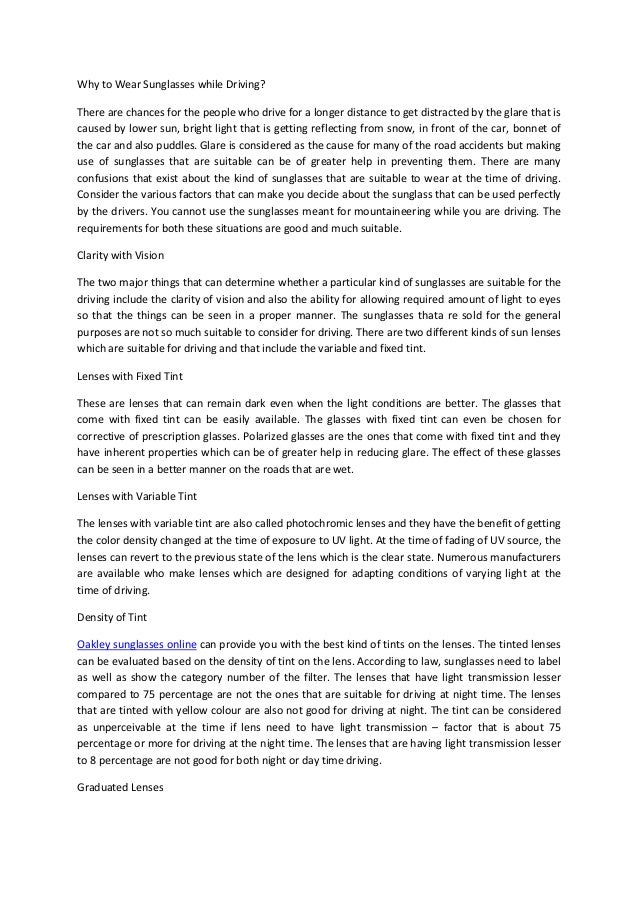 11.why to wear sunglasses while driving