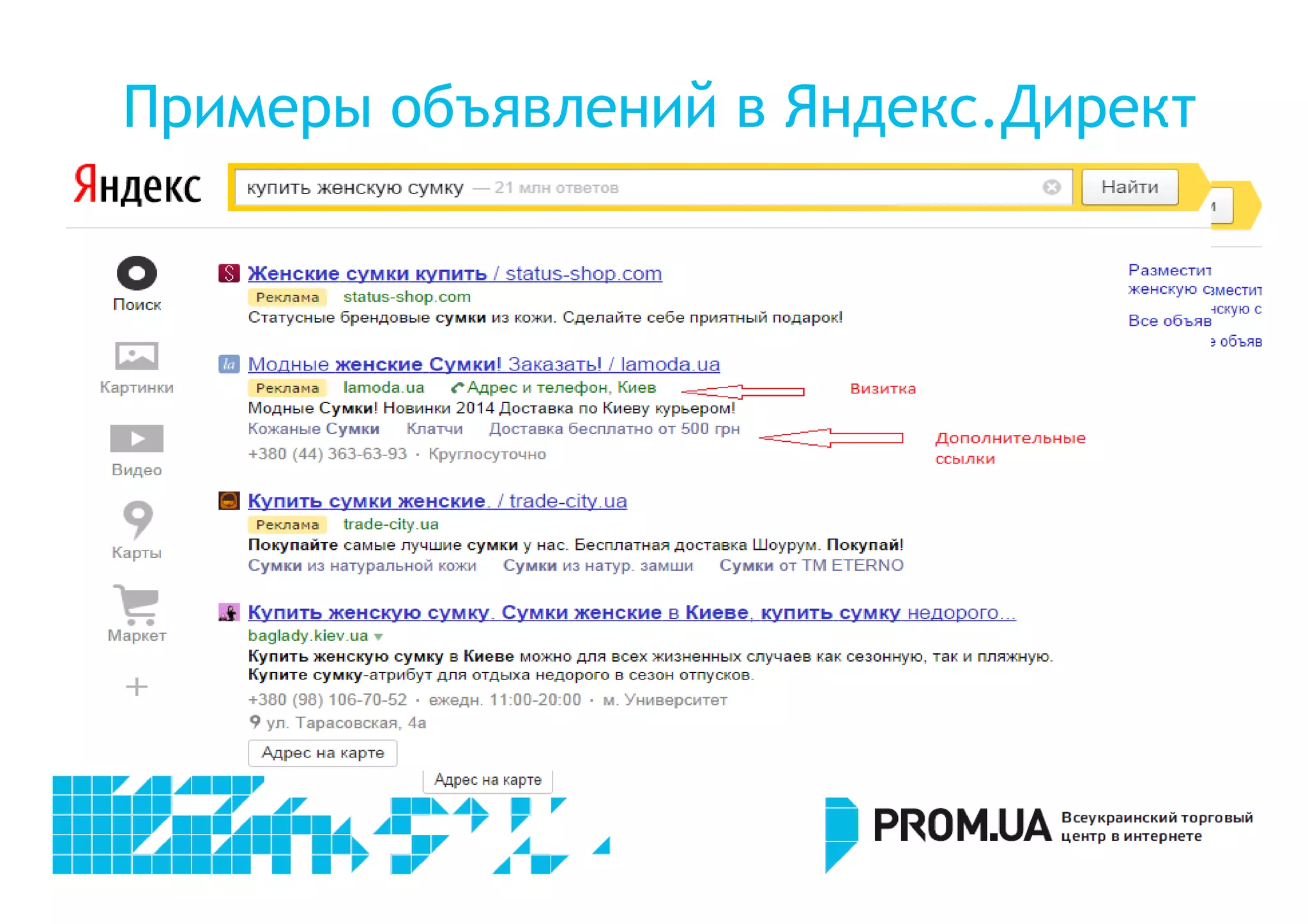 Примеры объявлений в Яндекс.Директ 
 