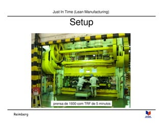 Reimberg 
Just In Time (Lean Manufacturing) 
Setup 
prensa de 1930 com TRF de 5 minutos 
 
