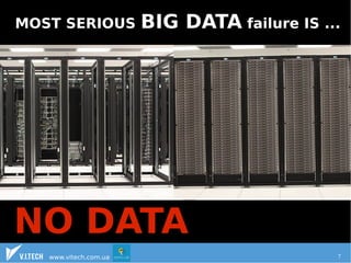MOST SERIOUS BIG DATA failure IS ... 
NO DATA 
www.vitech.com.ua 7 
 