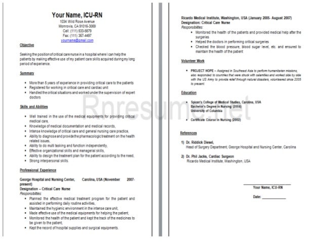 icu rn resume sample icu rn resume sample
